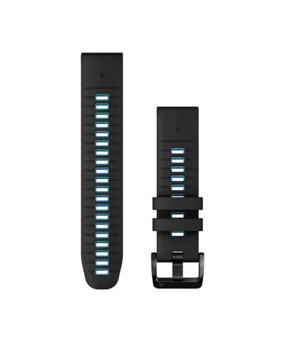 Garmin QuickFit® 22-klokkeremmer - Sort/himmelblå silikon-010-13280-05