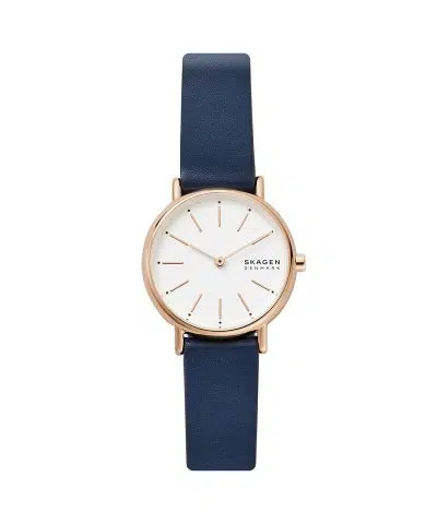 Skagen Signatur Lille Two-Hand Ocean Blue Leather Watch - SKW2838