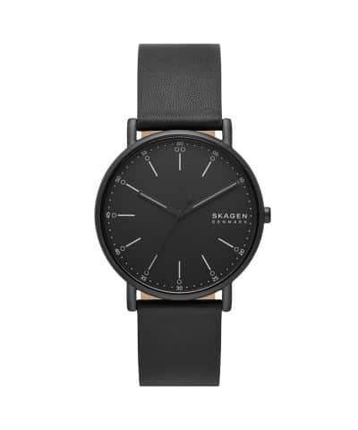 Skagen Signatur Three-Hand Black Leather Watch - SKW6902