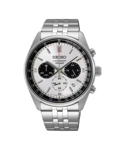Produktbilde av Seiko Racing Sports med hvit tallskive og stål lenke. Referanse: SSB425P1
