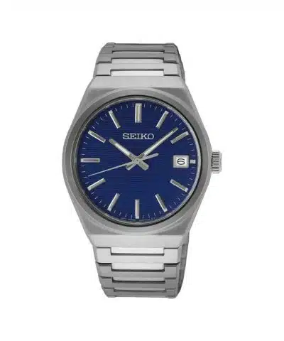 Produkt bilde av Seiko Essential Time med blå tallskive og stål lenke. Referanse: SUR555P1